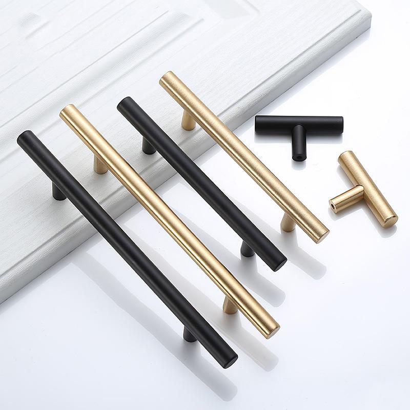 Furniture Hardware Restoration - Moderne goldfarbene, gebürstete, gerade Schrankgriffe, Knöpfe