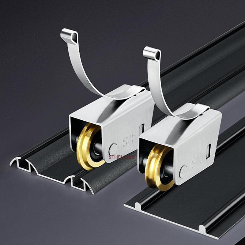 Furniture Rails Hardware - 2er-Set Edelstahl-Schienenrollen für Duschtüren, Möbelbeschläge, Tür-
