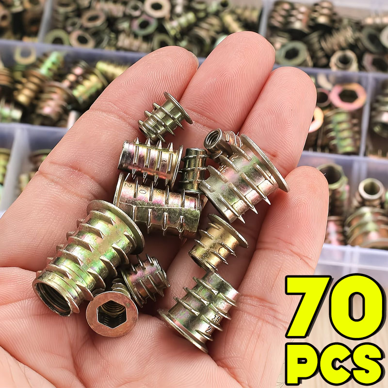 Furniture Hardware Threaded Inserts - M4/M5/M6 Gewindeeinsatzmuttern-Set, E-Muttern, Einbau-Muttern, Holzbolzen, kopflose