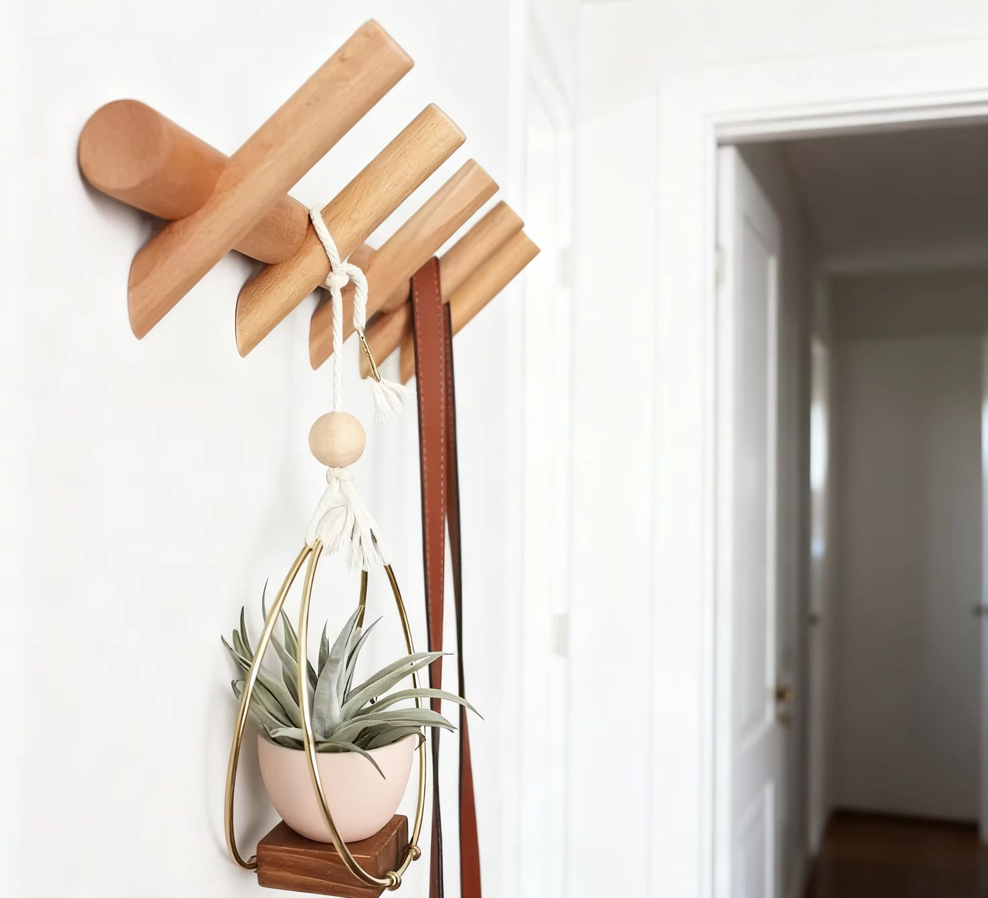 Furniture Hook Hardware - Nordic Massivholz Garderobe mit 4/5 Haken