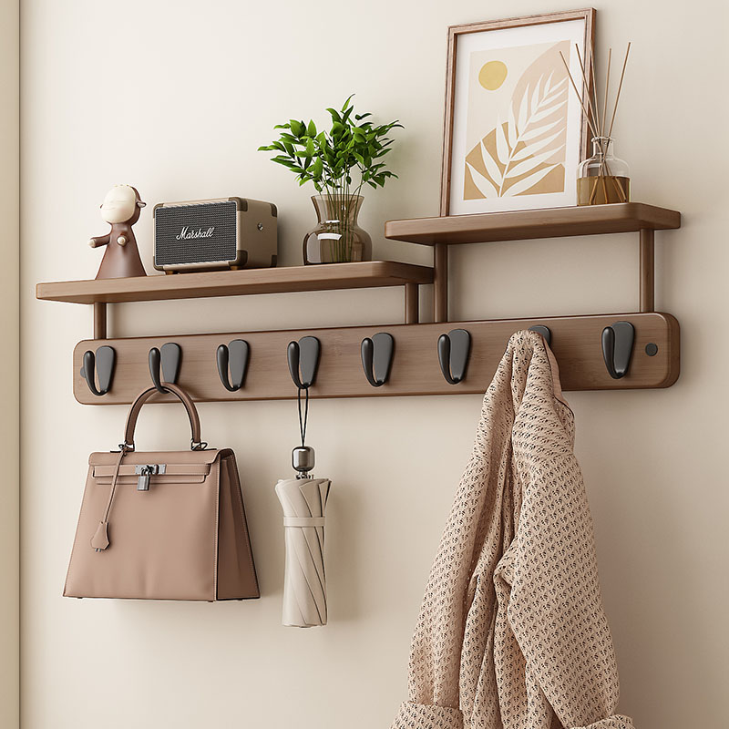 Furniture Hook Hardware - Bambus Wandgarderobe Aufbewahrung Kleiderbügel Garderobe Wohnzimmer
