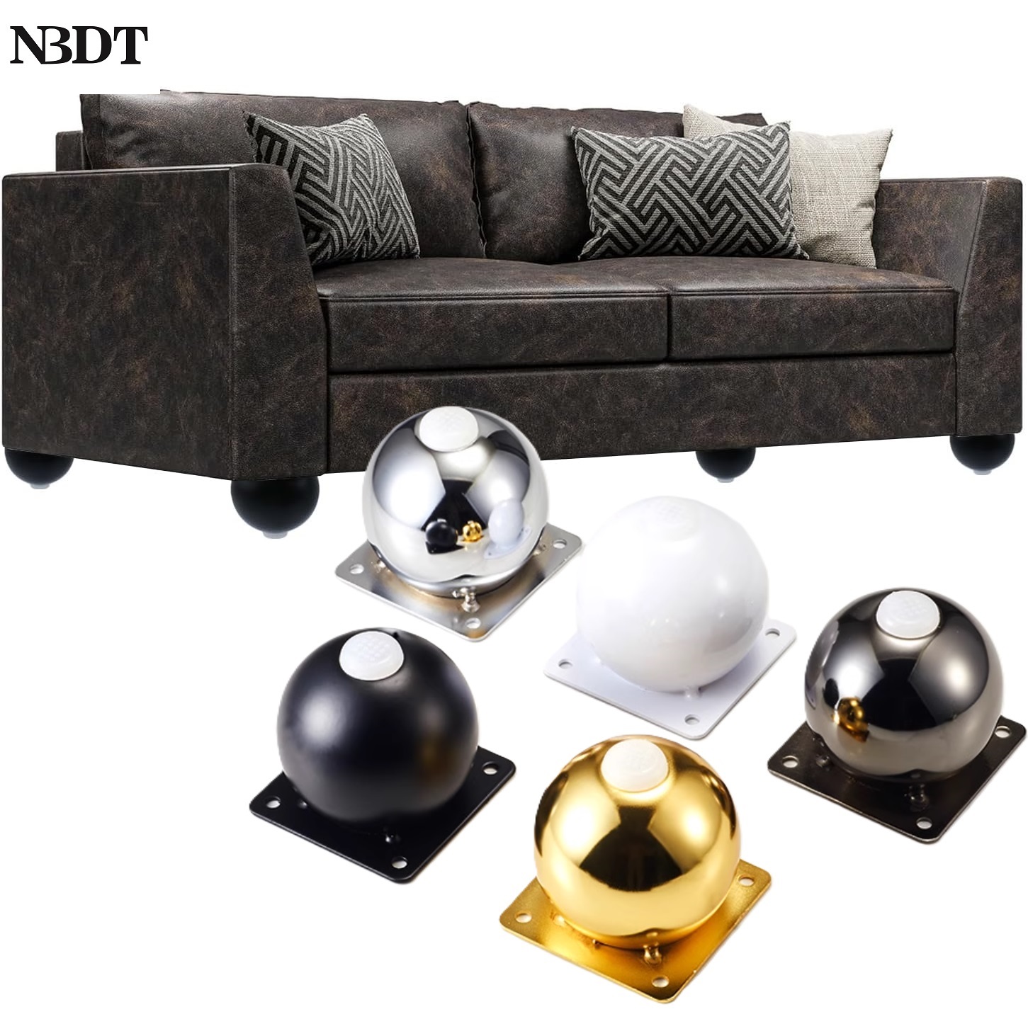 Furniture Hardware Feet - 4 Stück kugelförmige Möbelbeine aus Stahl