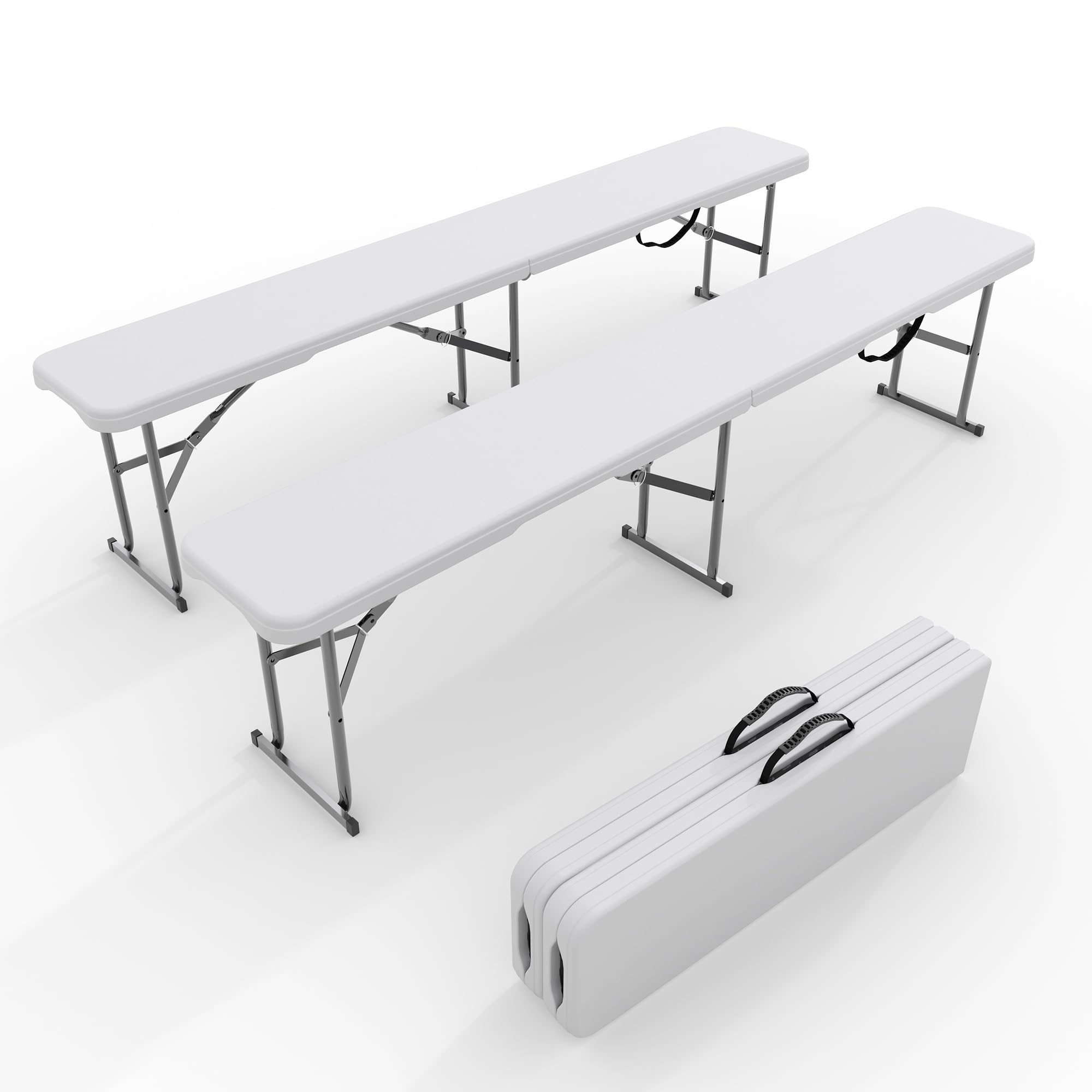 Furniture Hardware Design - 2er-Pack 6ft klappbare Gartenbank – HDPE-Kunststoffsitz,