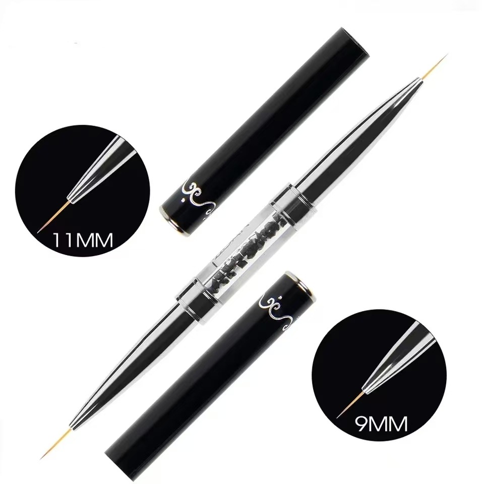Furniture Hardware Nails - Doppelseitiger schwarzer Metallgriff Nagelkunst-Liner-Stift mit ultrafeiner