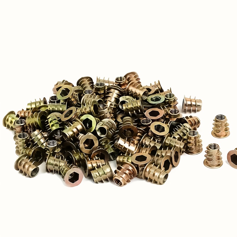 Furniture Hardware Threaded Inserts - 100 Stück verzinkte Gewindeeinsätze aus Legierung,