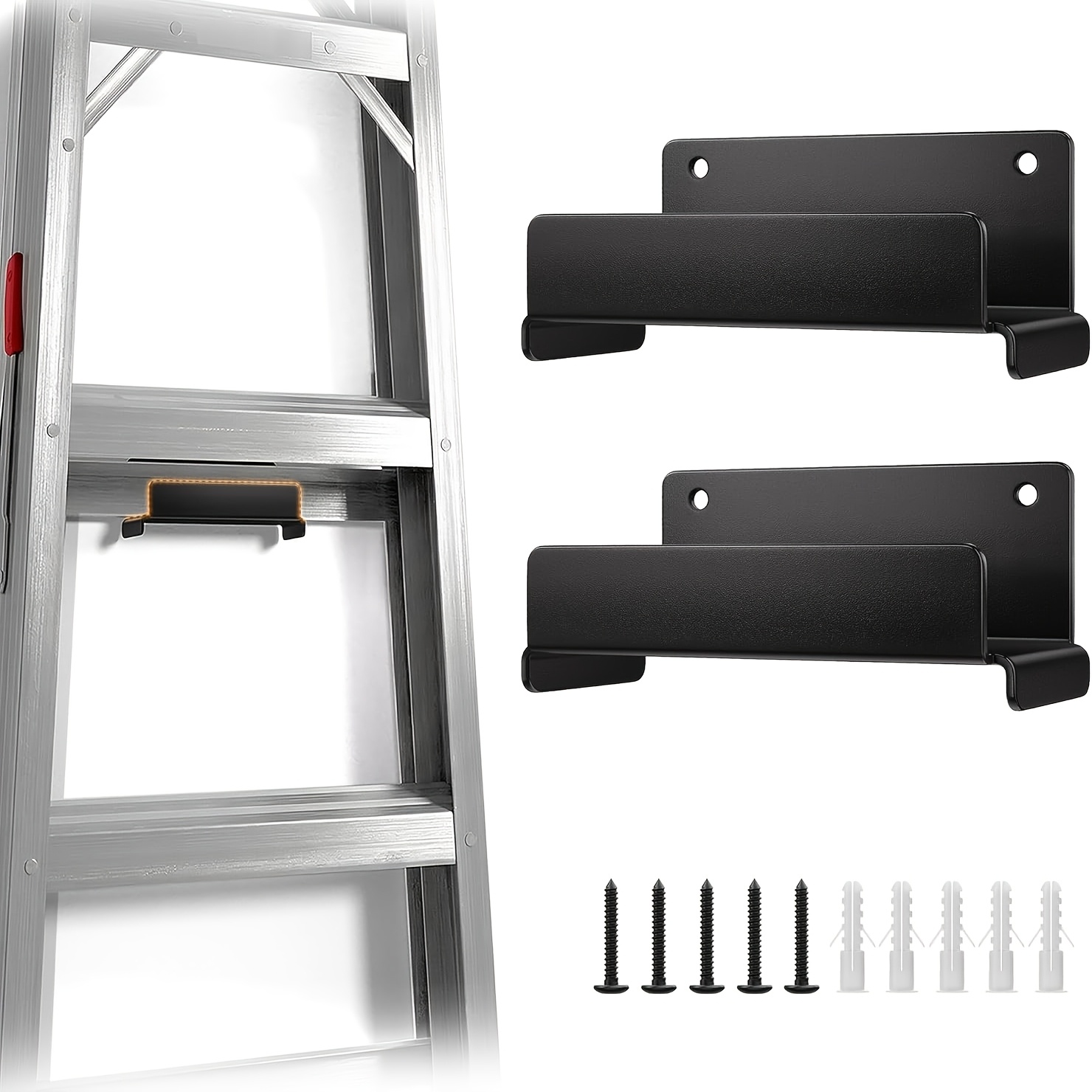 Furniture Hook Hardware - Garagenwand-Leiterhalterung, Schwerlast-Wandmontage-Aufbewahrungsregal für Stufen- & Teleskopleitern,