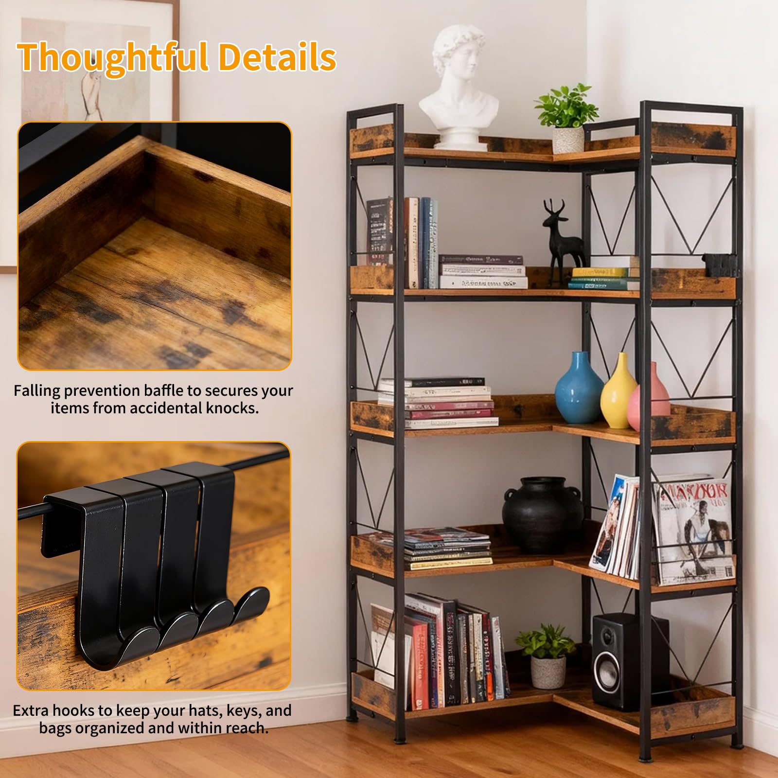 JHK 65 Zoll L-förmiges Bücherr – Furniture Hook Hardware Bewertung und Preis
